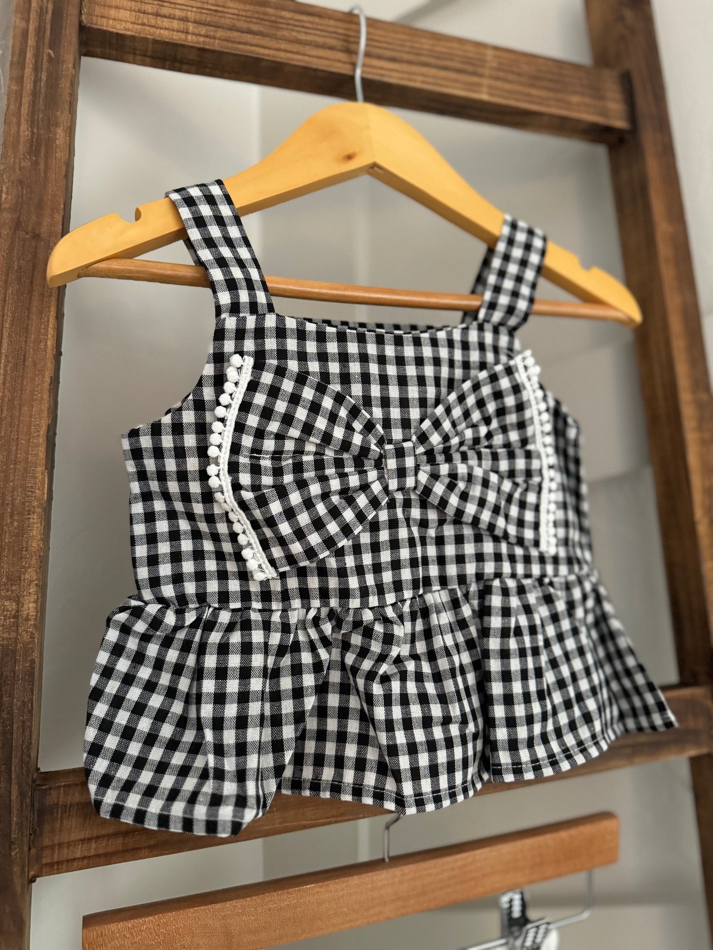 2 Piece Black and White Plaid Set