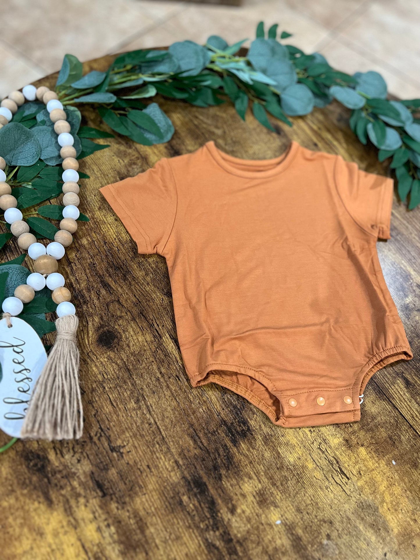 Bamboo Bubble Romper-Burnt Orange