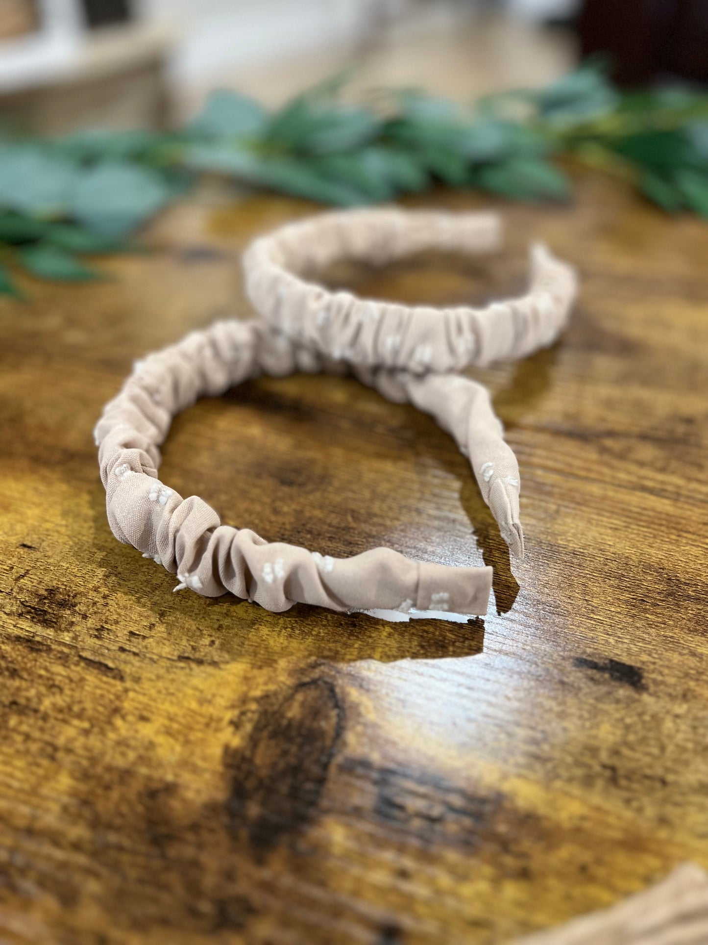 Brown Headband with white Butterflies