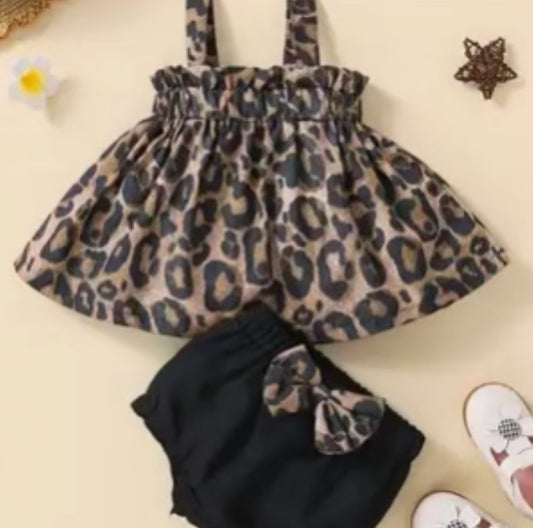 Cheetah Tank and Bow Shorts Set